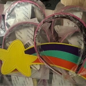 Cosplay hot pink headband with rainbow star patch
